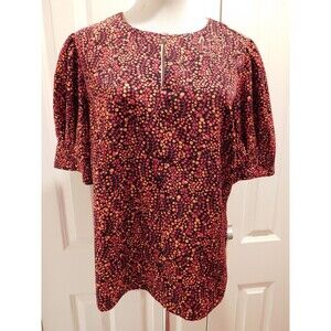 Beautiful Women's SCOTCH & SODA Floral Print Short Sleeve Keyhole Blouse Size M